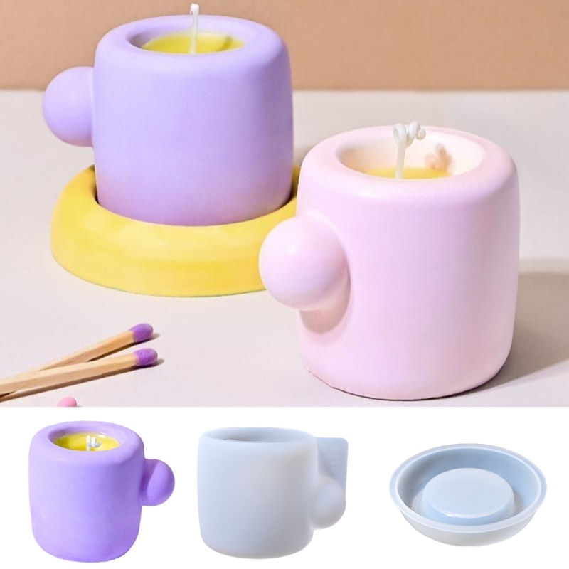Candle Containers - 3D แก้ว Coaster แม่พิมพ์ซิลิโคน DIY น่ารักน้ํามันหอมระเหยเทียนถ้วยพลาสเตอร์เรซินแม่พิมพ์งานฝีมือสร้างสรรค์คอนเทนเนอร์เครื่องประดับทํา